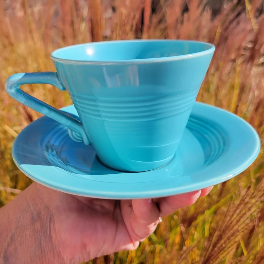 Vintage Harlequin by Homer Laughlin 5-Piece Place Setting ~ Turquoise ~ Blue ~